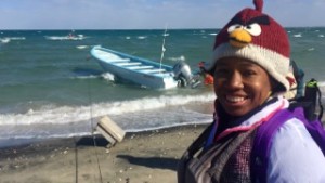 Keishia with panga boat